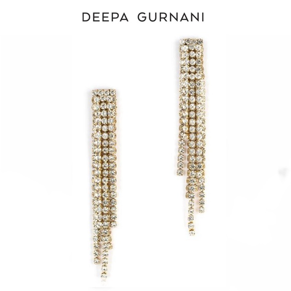 DEEPA GURNANI ELISA Gold Crystal Drop Earrings NWT 80$ - Picture 1 of 6